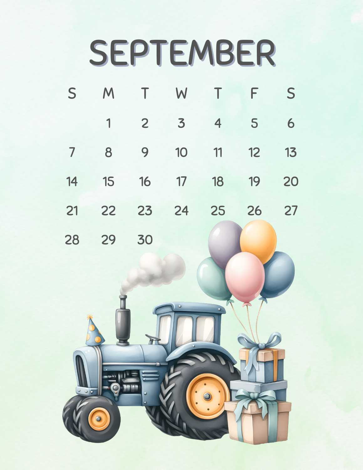 cute vehicles calendar 2025 - September