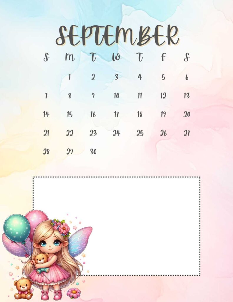 fairies calendar 2025 - September