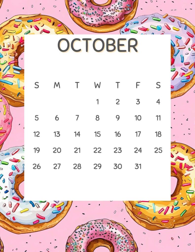 donuts calendar 2025 - October