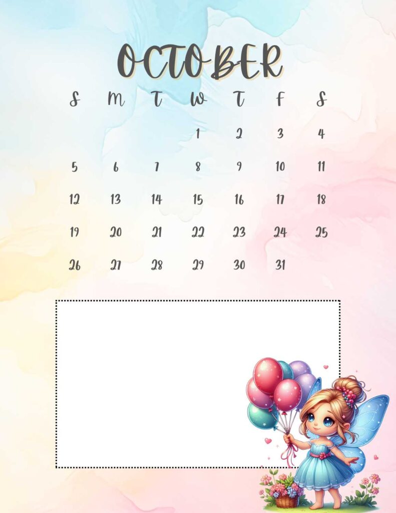 fairies calendar 2025 - October