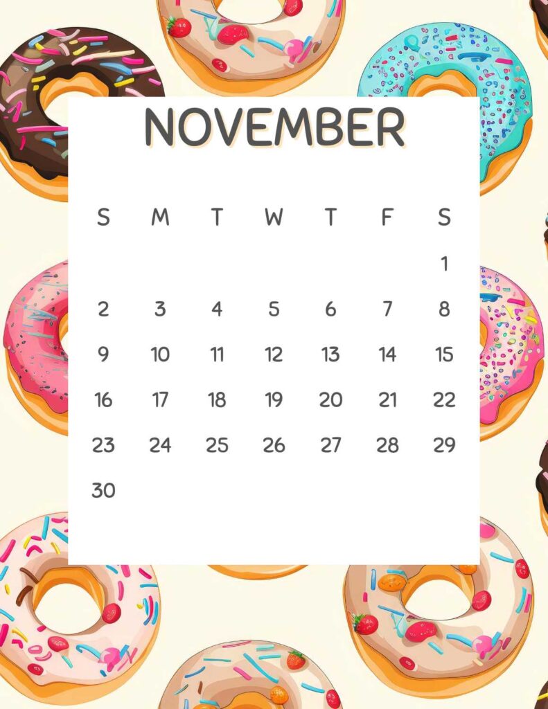 donuts calendar 2025 - November