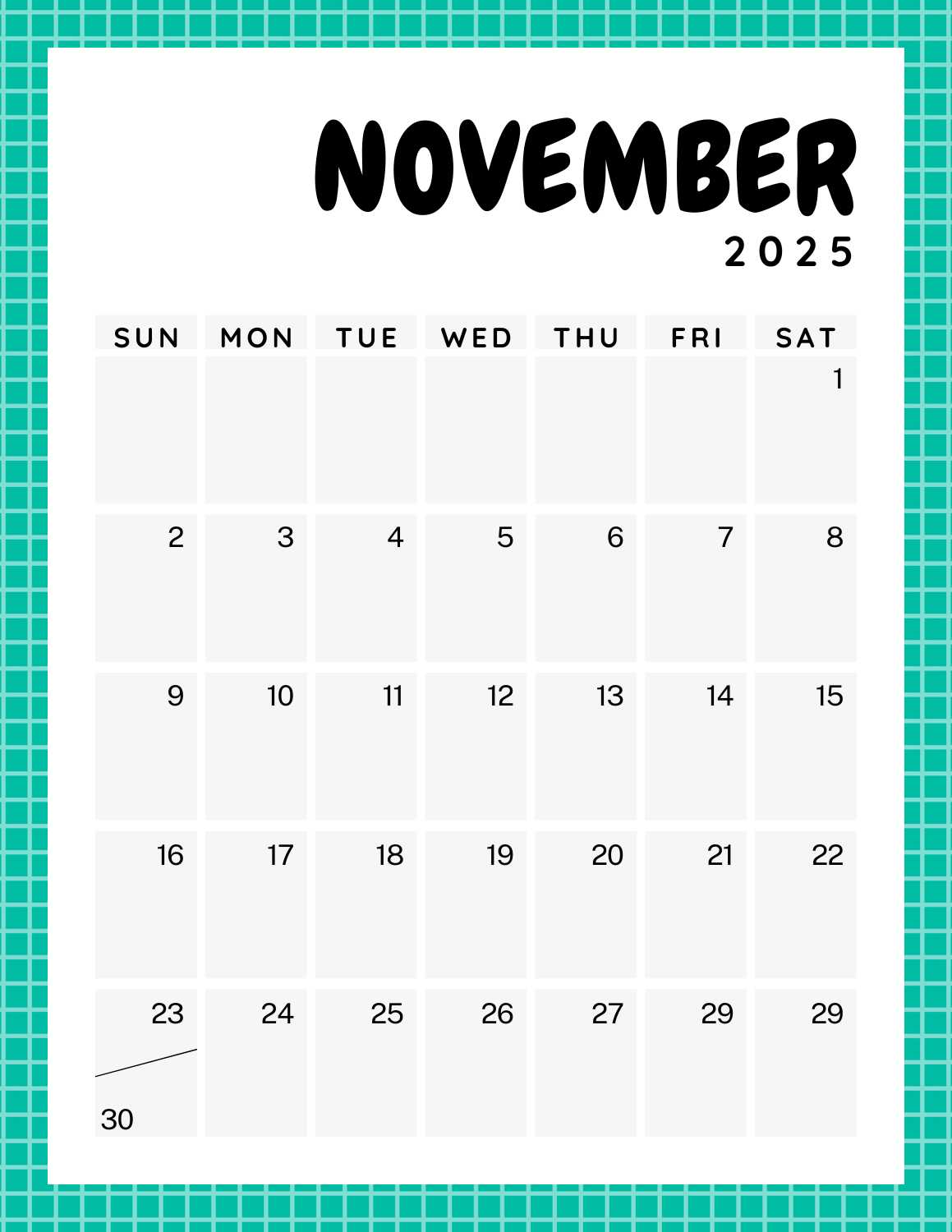 colorful calendar 2025 - November