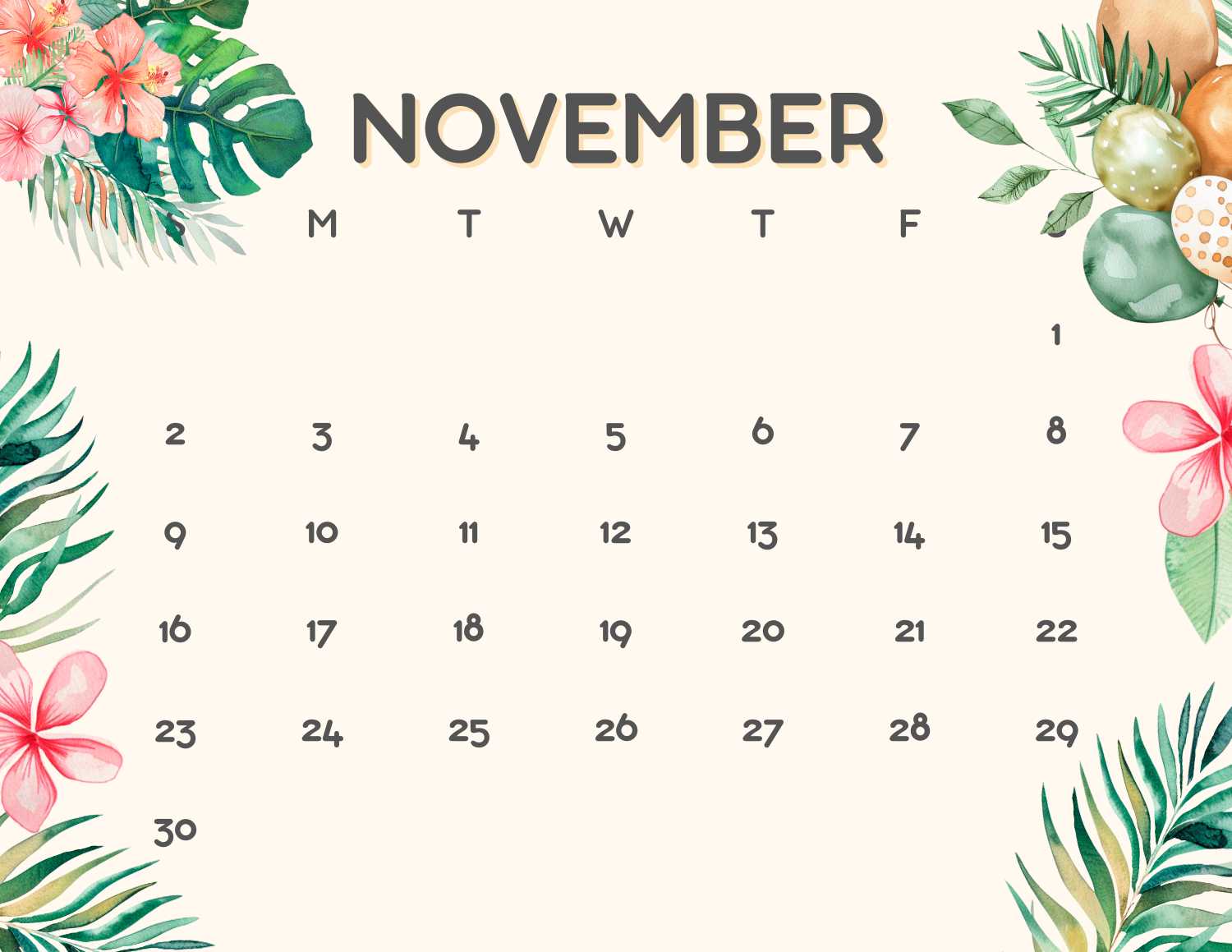 floral calendar 2025 - November