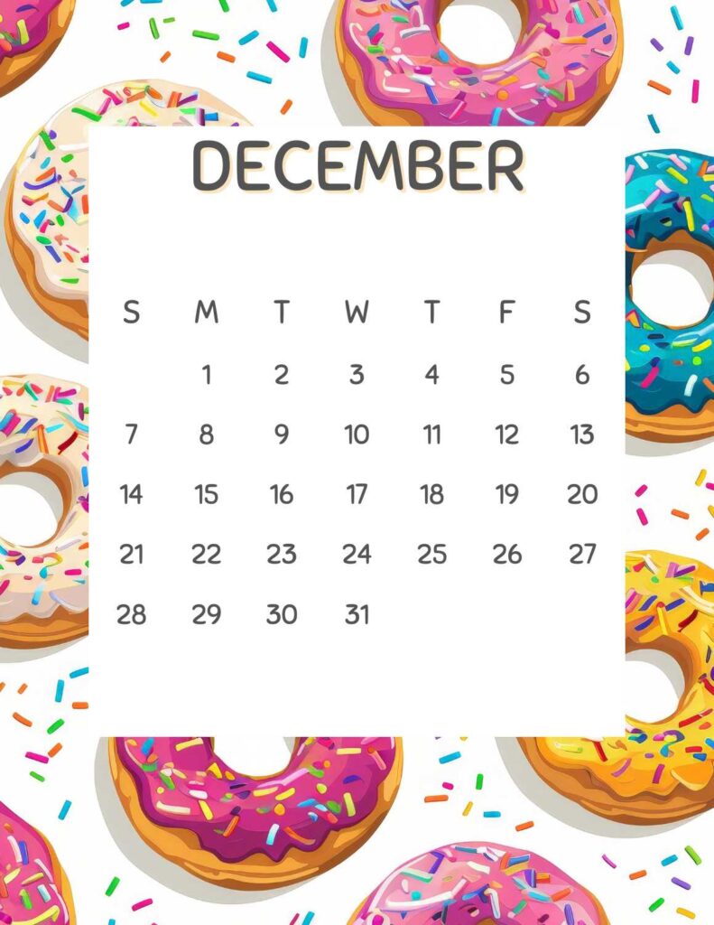 donuts calendar 2025 - December