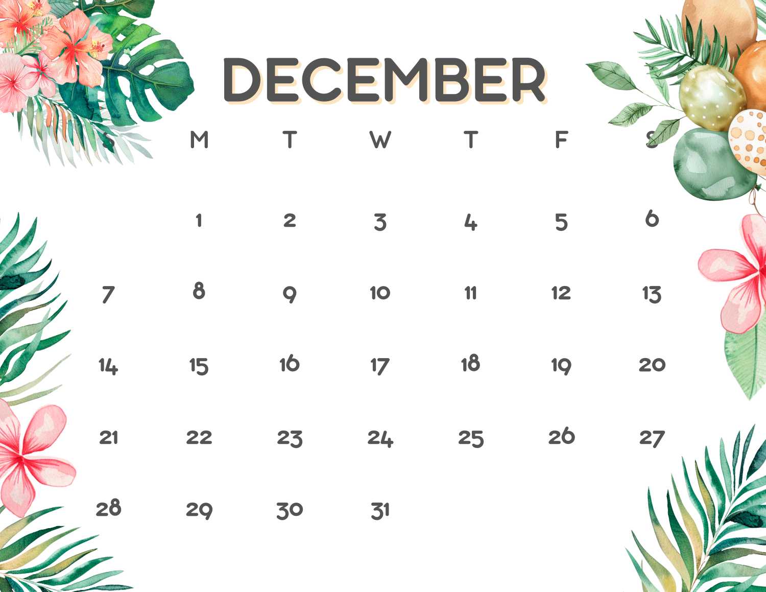 floral calendar 2025 - December