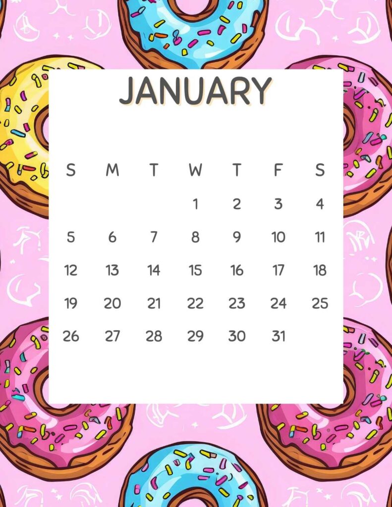 donuts calendar 2025 - jan