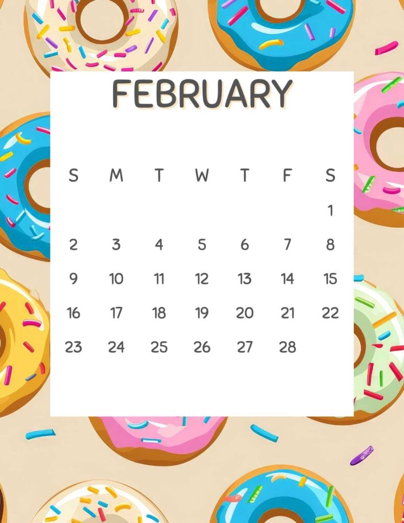 donuts calendar 2025 - feb