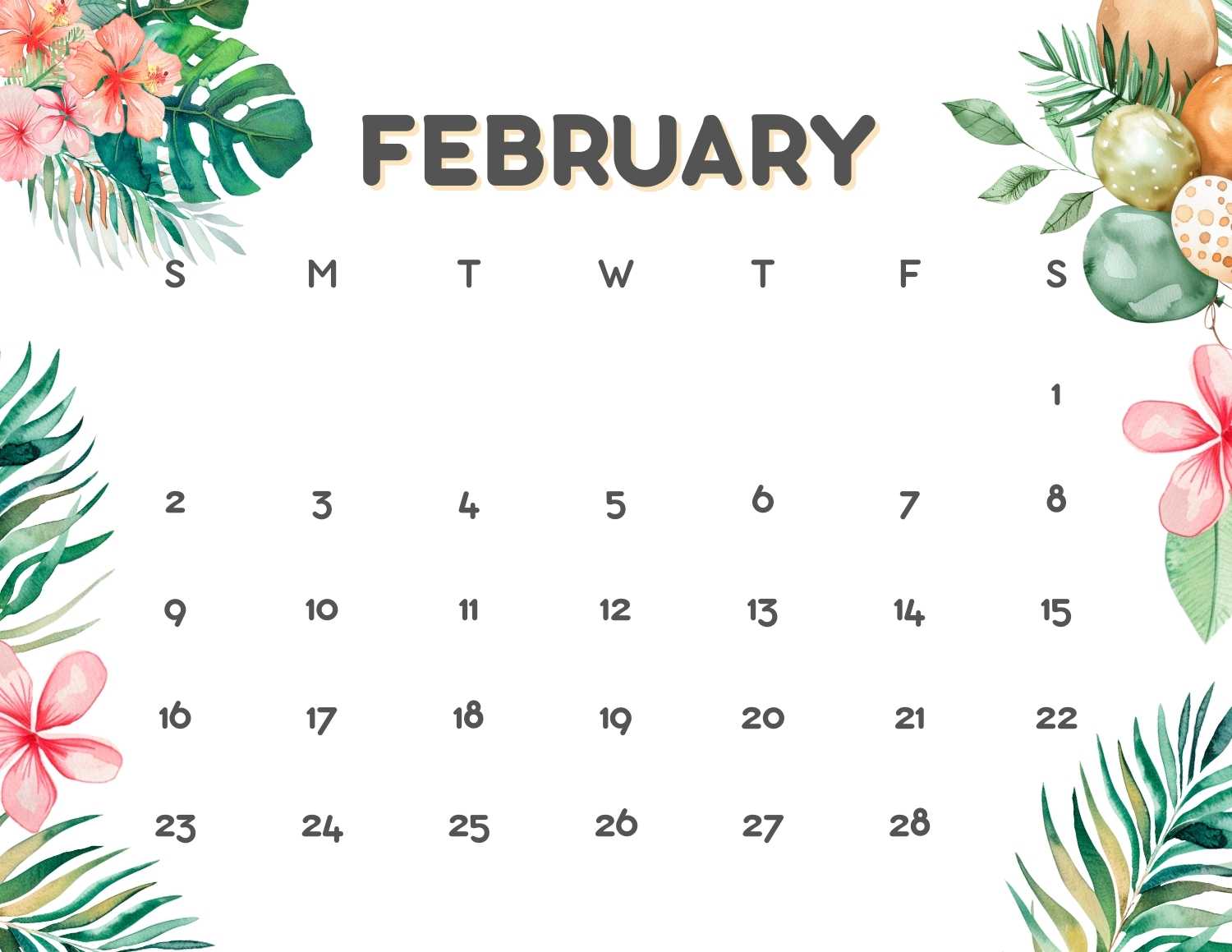 floral calendar 2025 - February