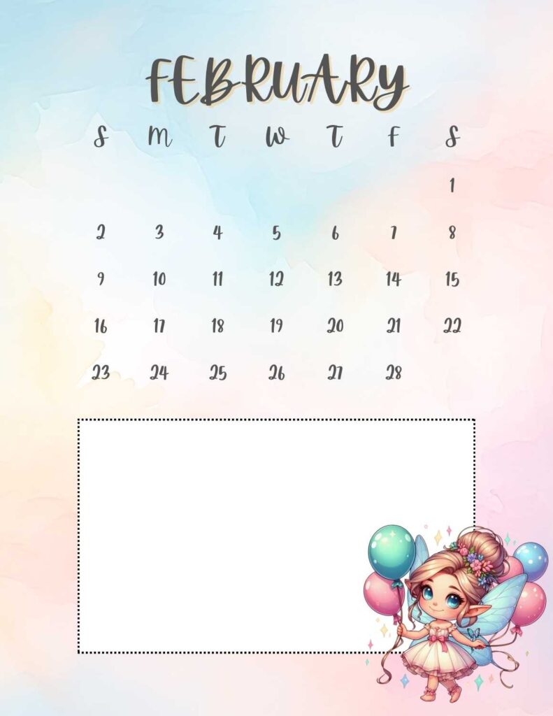 fairies calendar 2025 - February