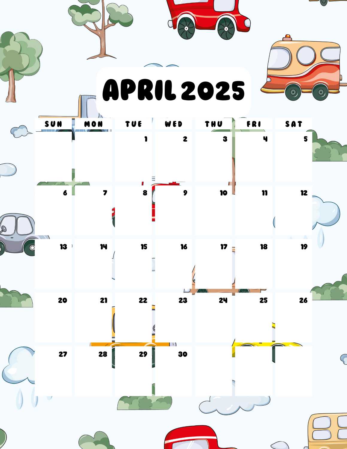 cars calendar 2025 - April