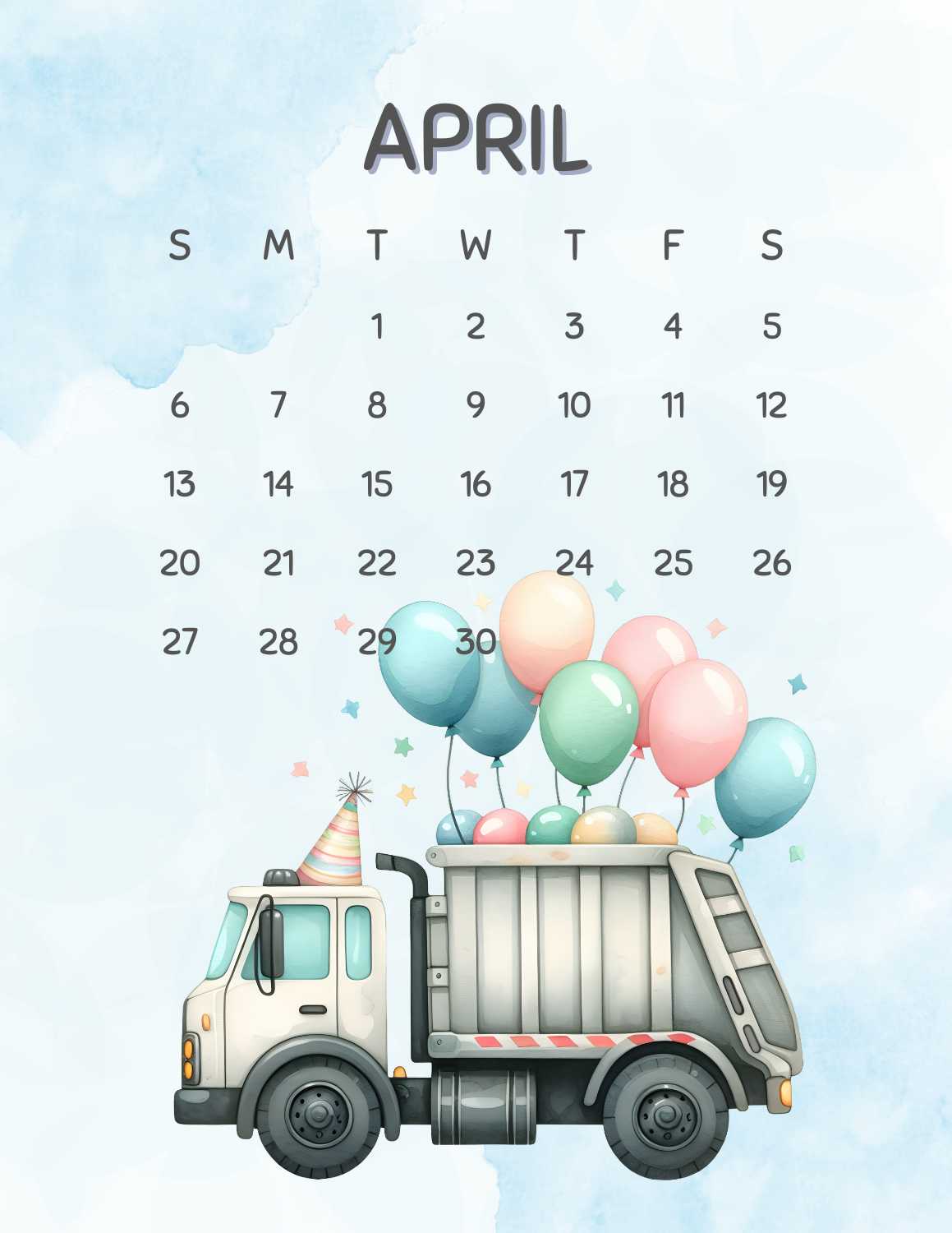 cute vehicles calendar 2025 - April