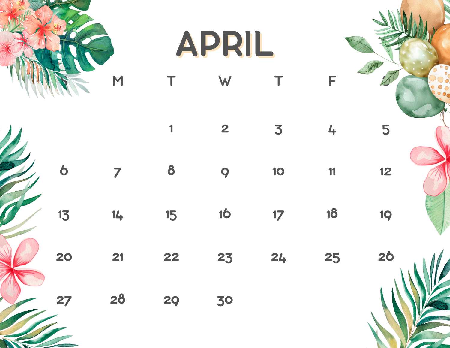 floral calendar 2025 - April