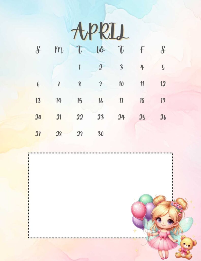 fairies calendar 2025 - April