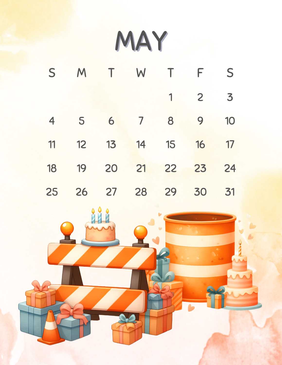 cute vehicles calendar 2025 - May