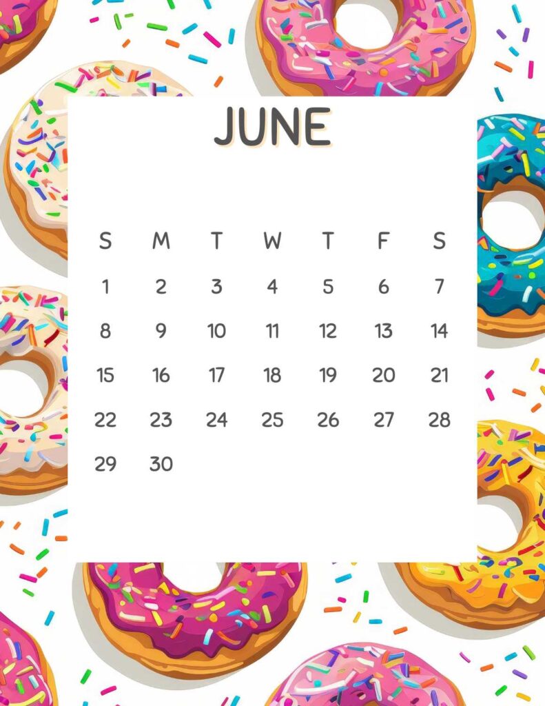 donuts calendar 2025 - June