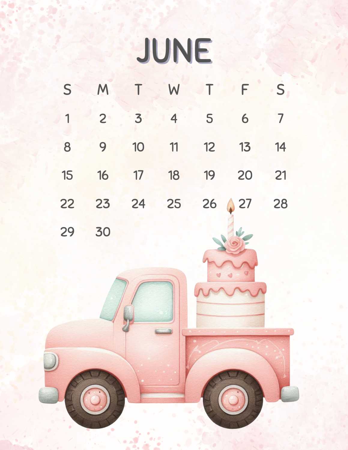 cute vehicles calendar 2025 - June