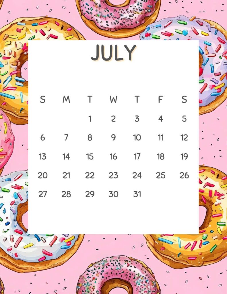 donuts calendar 2025 - July