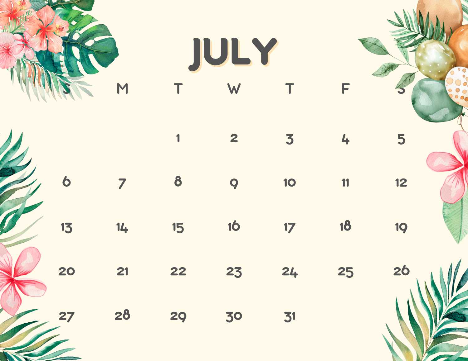 floral calendar 2025 - July