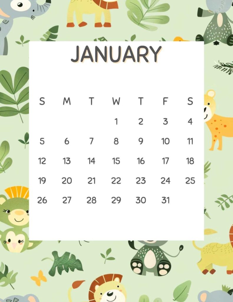 safari animals calendar 2025 -