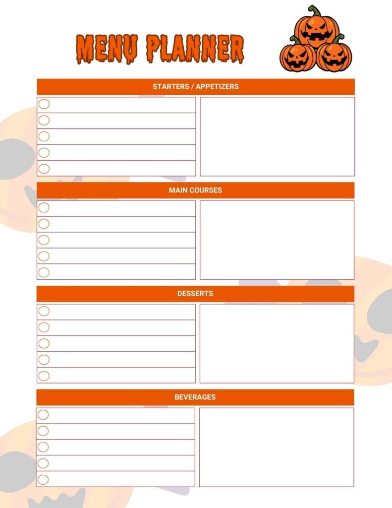 free printable halloween party planner 5