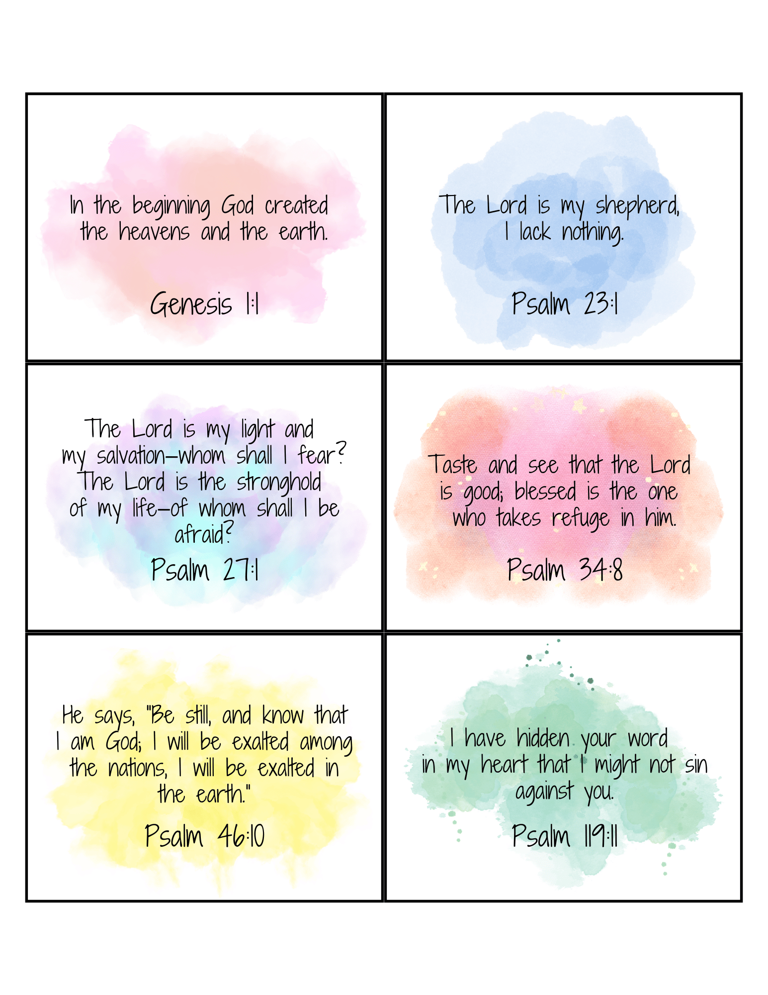 Free Bible Verse Memory Cards 1