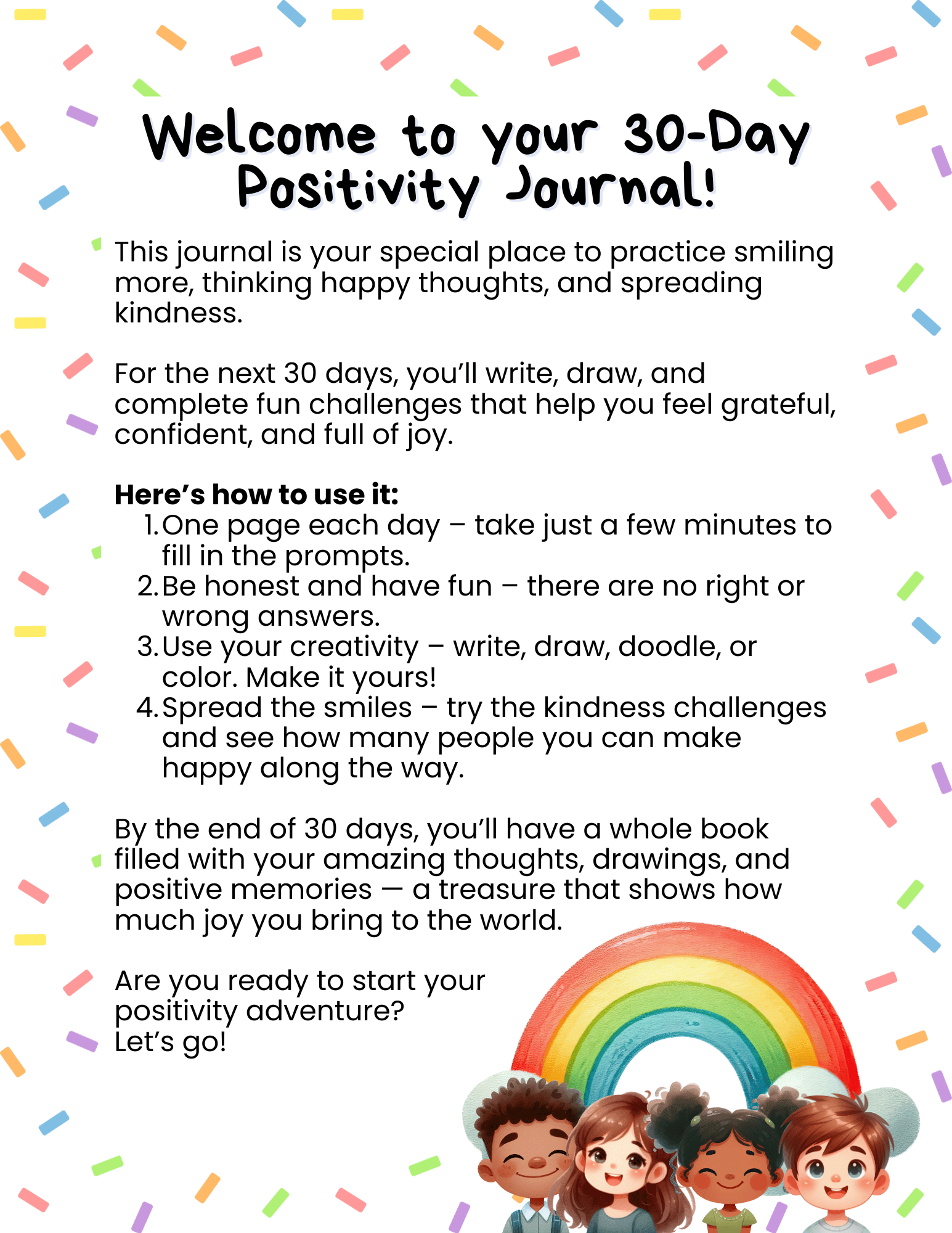 Free Positivity Journal For Kids 1