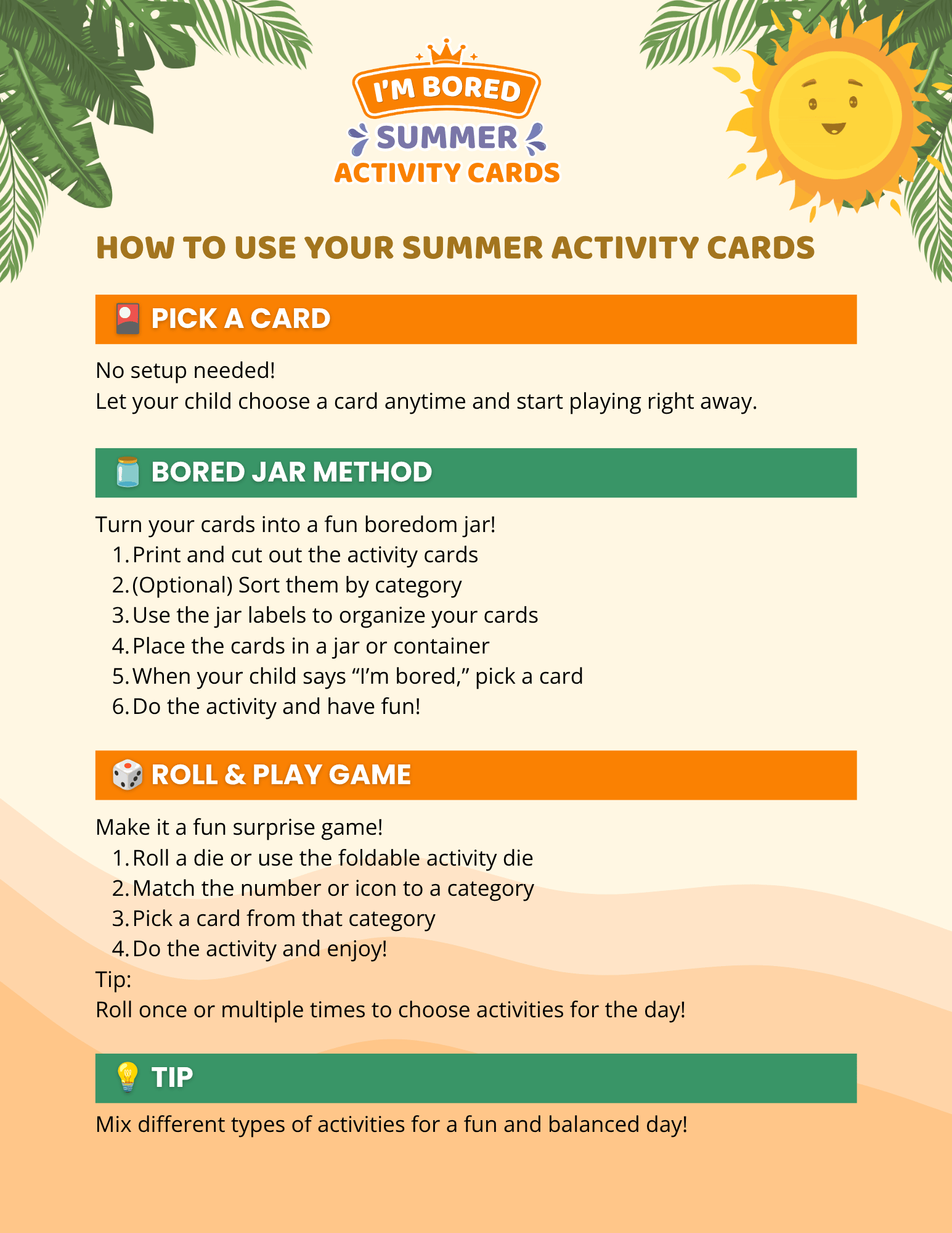 Free Summer Activity Cards for Kids 2 Free Summer Activity Cards for Kids 2